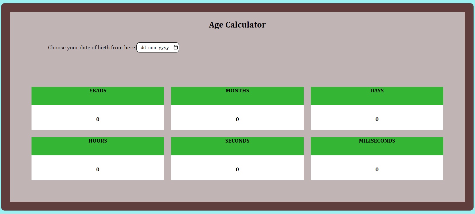 Screenshot of web app
